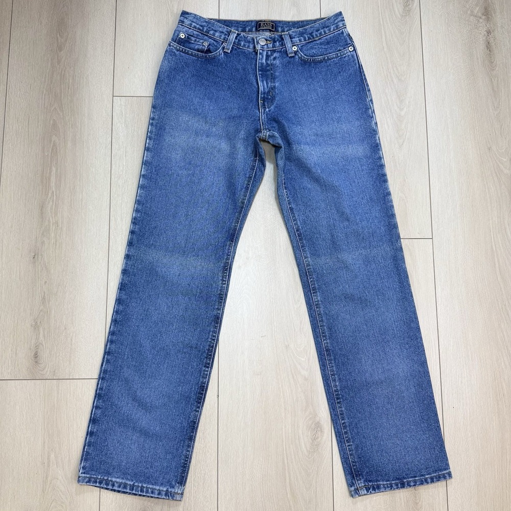 VTG Bass Womens 14 Blue Straight Leg Jeans High Rise Cotton Denim USA 90s NWOT